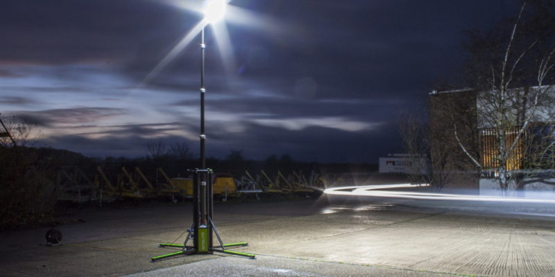 The K45 360° LED Mobile Lighting Tower featuring easy push button deployment