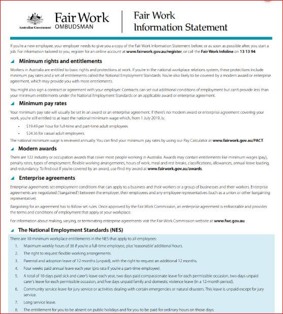 New Fair Work Information Statement Hire And Rental News